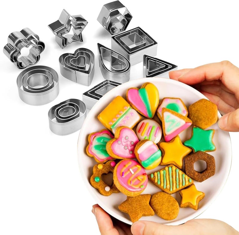 30 PCS Stainless Steel Cookie Cutters Set with Box - Geometric Shapes - Image 3