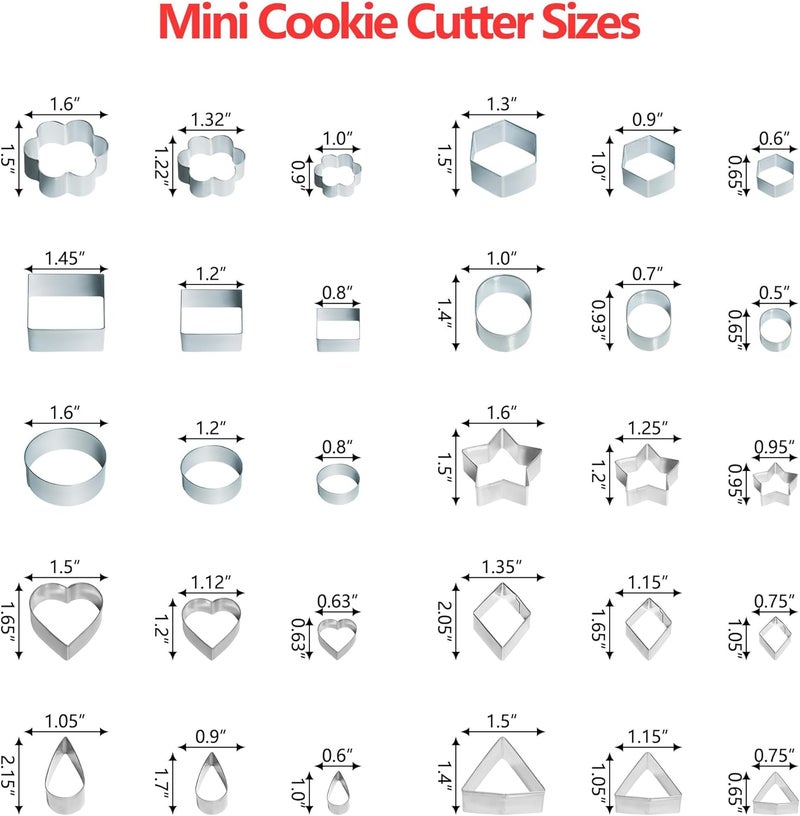 30 PCS Stainless Steel Cookie Cutters Set with Box - Geometric Shapes - Image 2