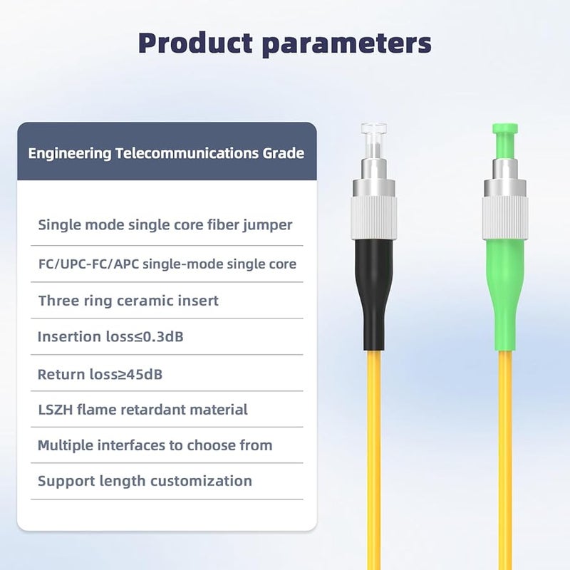 30 Meters 100ft FC PC to FC APC Fiber Optic Patch Cable Single Mode 9 125 Simplex Jumper - Image 3