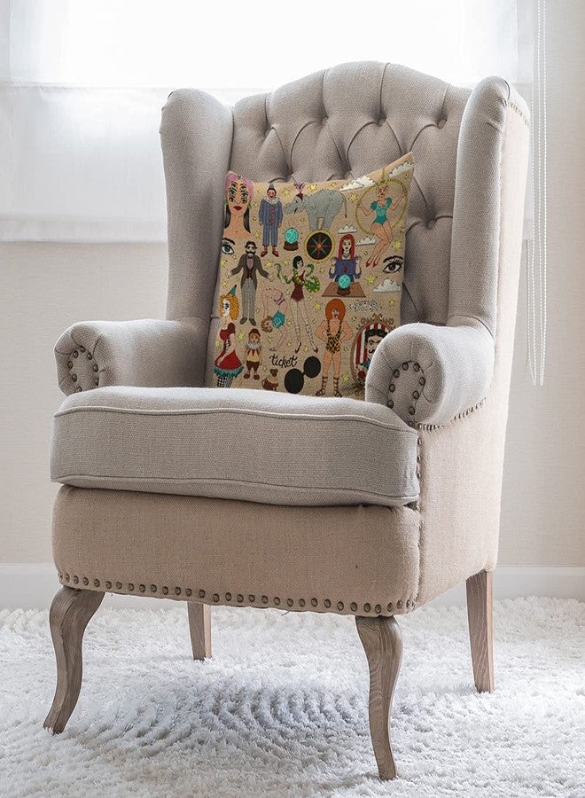 Moslion Circus Elephant Snake Star Circus Performer Psychic Fortune Teller Clown Throw Pillow Covers Pillowcases 18x18 Inch Cotton Linen Home Pillow Protector for Men Women - Image 4