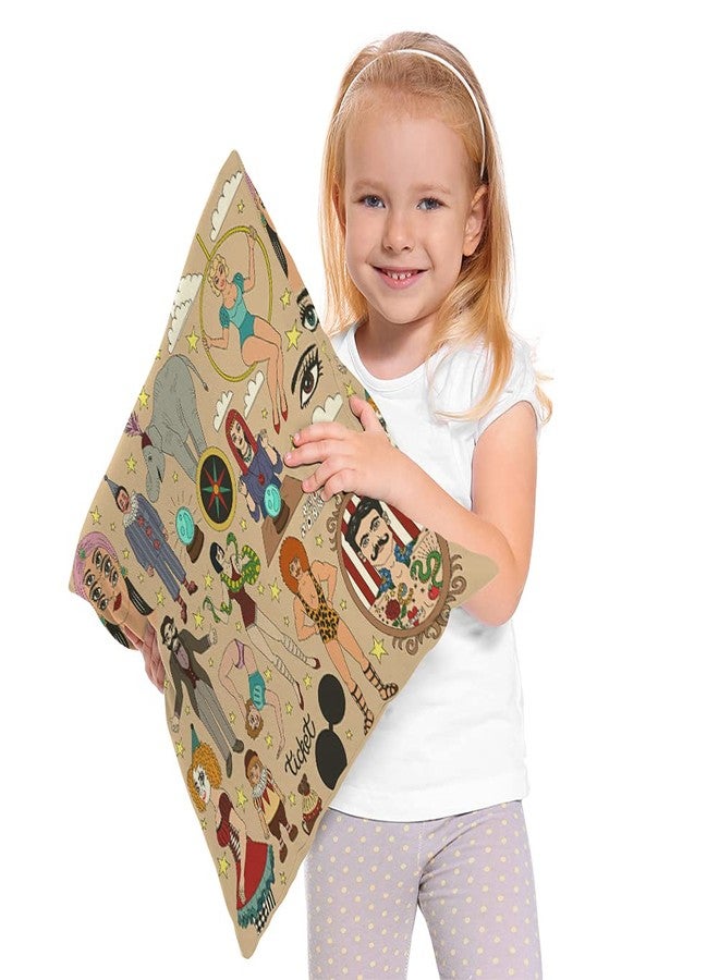 Moslion Circus Elephant Snake Star Circus Performer Psychic Fortune Teller Clown Throw Pillow Covers Pillowcases 18x18 Inch Cotton Linen Home Pillow Protector for Men Women - Image 2