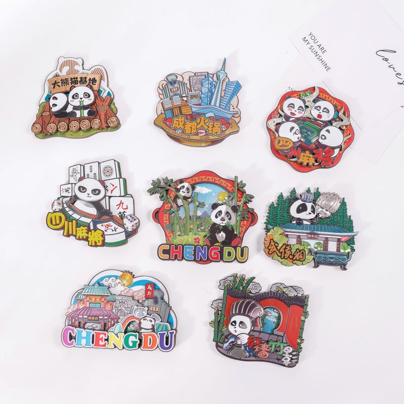 Chengdu Culture Fridge Magnet Wooden Silver Foil - Image 2