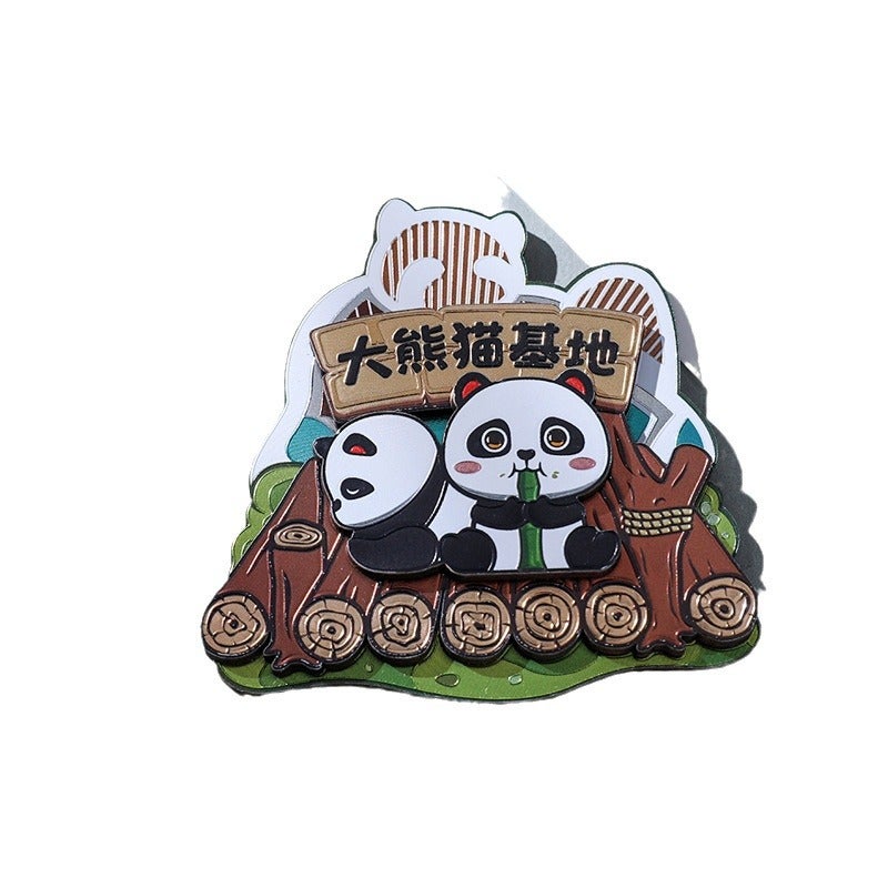 Chengdu Culture Fridge Magnet Wooden Silver Foil - Image 4