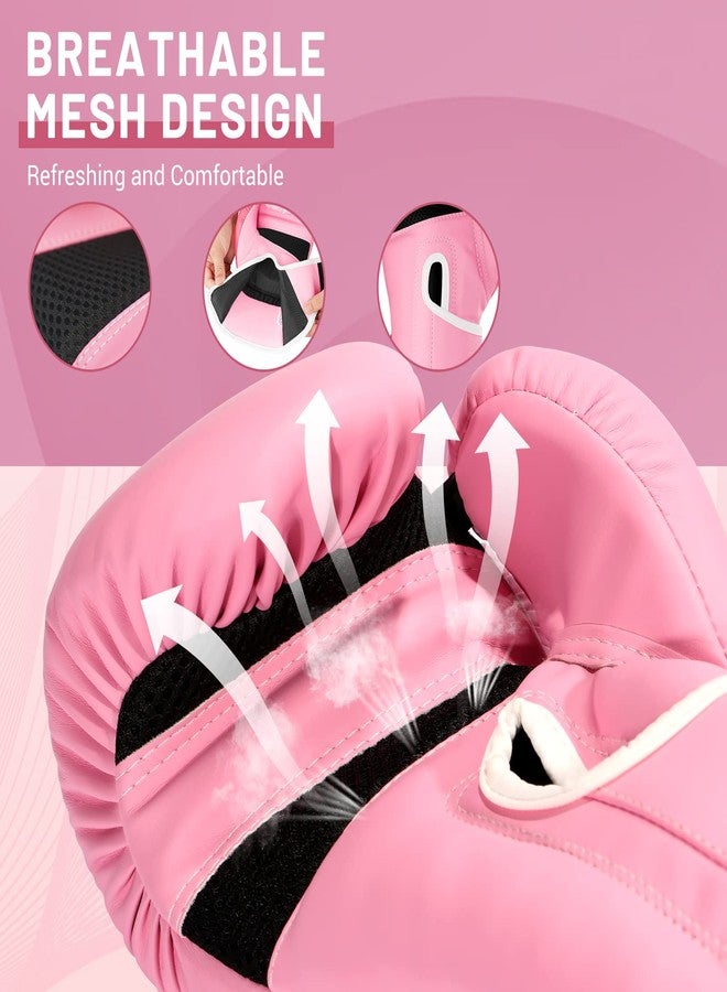 FIVING Pro Style Boxing Gloves for Women, PU Leather, Training Muay Thai,Sparring,Fighting Kickboxing,Adult Heavy Punching Bag Gloves Mitts Focus Pad Workout for Ladies(New Pink, 12oz) - Image 3