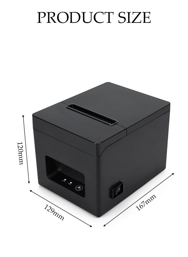 DUNISO Thermal Receipt Printer，80mm USB Thermal Receipt Printer，Bluetooth Printing Receipt Machine，Convenient, Fast, Waterproof and Dustproof，Compatible with Android/Windows/Linux, Retailer, Restaurant Use,16.7*12.9*12cm,Black - Image 2
