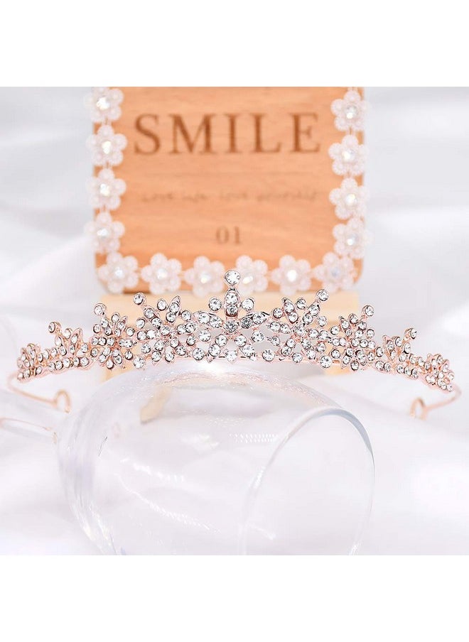 CROWNFAN Rhinestone Crystal Tiaras And Crowns Headband For Women Birthday Pageant Wedding Prom Princess Crown Rose Gold  - Image 3