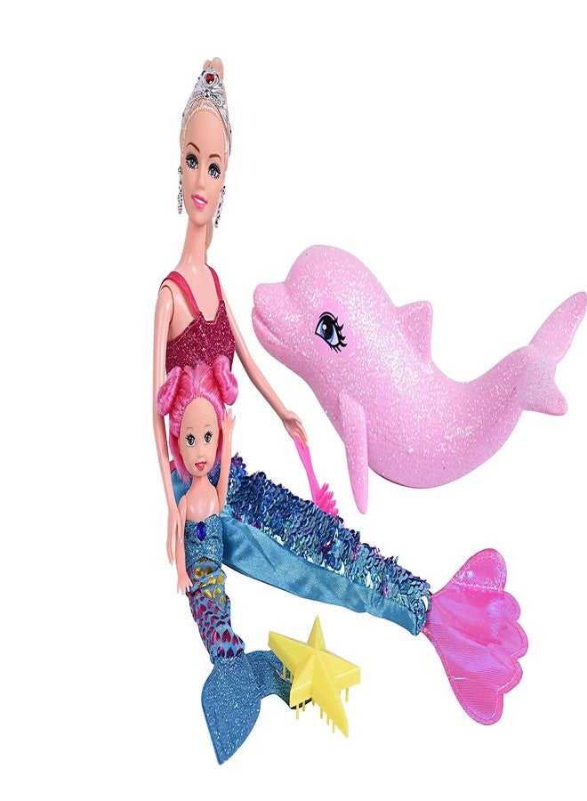 Bettina Mermaid Princess Doll Playset, Color Changing Mermaid, Dress Up Doll 12" and Dress Doll 3" and Dolphin, Color Change by by Reversing the Sequins Mermaid Toys for Little Girls and Play Gift Set Aged 3+ - Image 3