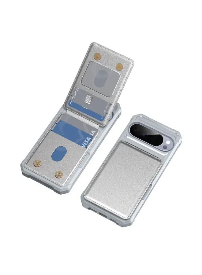 Purple Flip Cover Card Holder Case with Stand for Google Pixel 9 Pro - Image 2