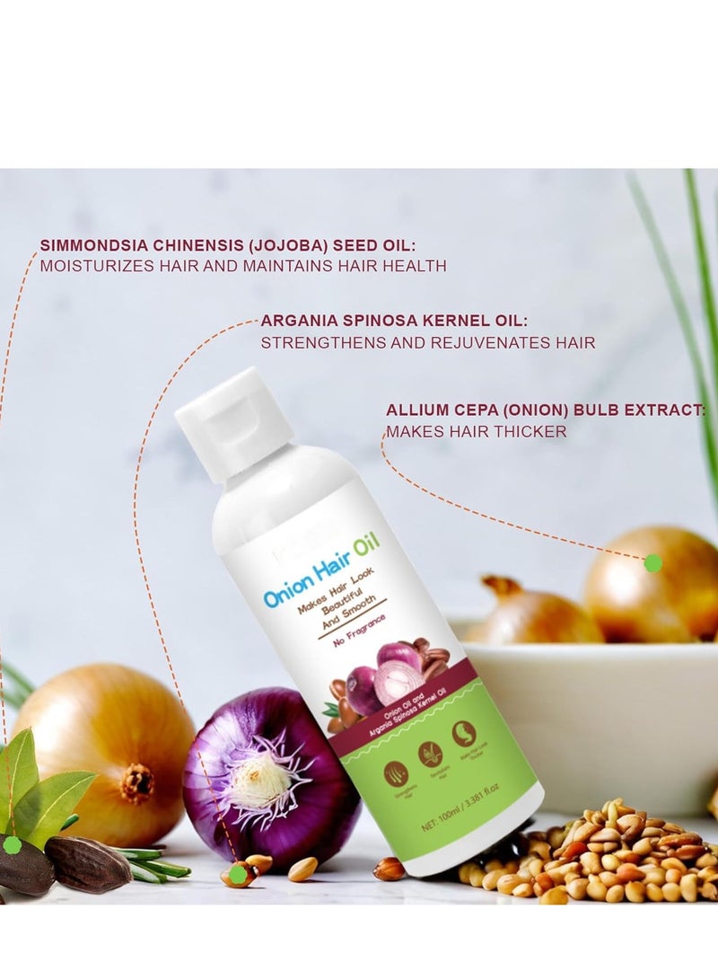 RUBRIEL Hair Oil, Hair Loss Control Oil with Onion Bulb Extract, Argan Oil, Controls Hair Loss, Dandruff, & Helps with Growth, Nourishing Treatment for Dry, Damaged Hair Growth 100ml - Image 4