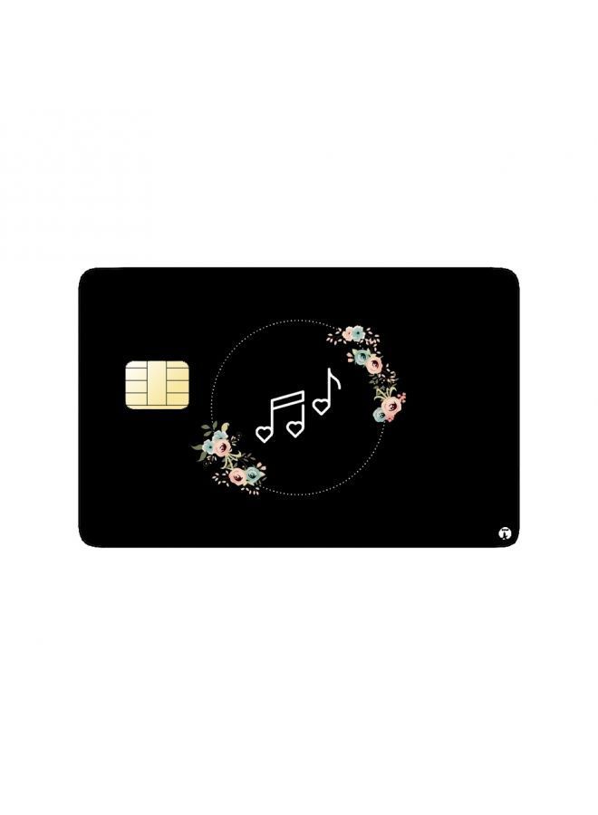 RKN PRINTED BANK CARD STICKER Cute Musical Notes Drawing With Flowers - Image 2