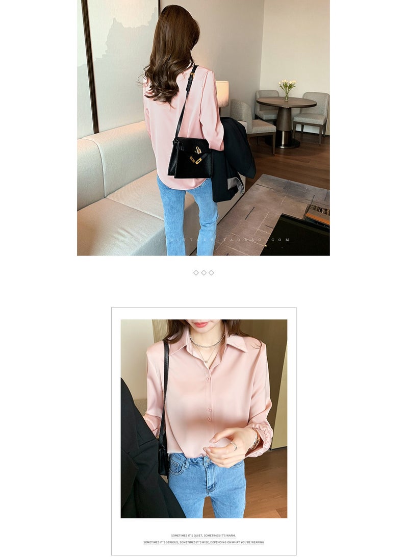 Shougu New Temperament Solid Color Shirt Women's Long Sleeved Shirt  - Image 2