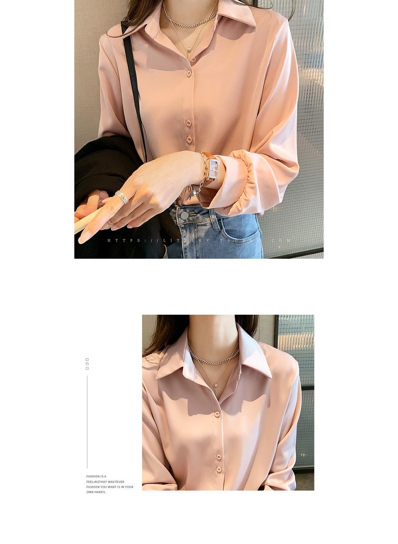 Shougu New Temperament Solid Color Shirt Women's Long Sleeved Shirt  - Image 5