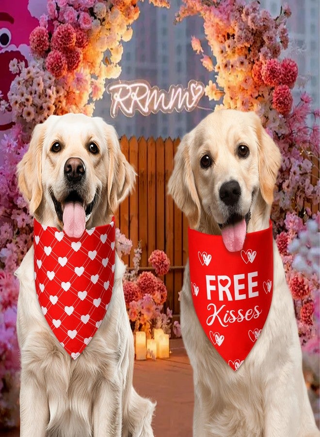 Agroon Dog Valentines Bandana Small 3PCS, 6 Pattern Sweetheart Scarf for Boy and Girl, Red Pink Black Triangle Reversible Love Bibs Breed for Puppy Pets - Image 4