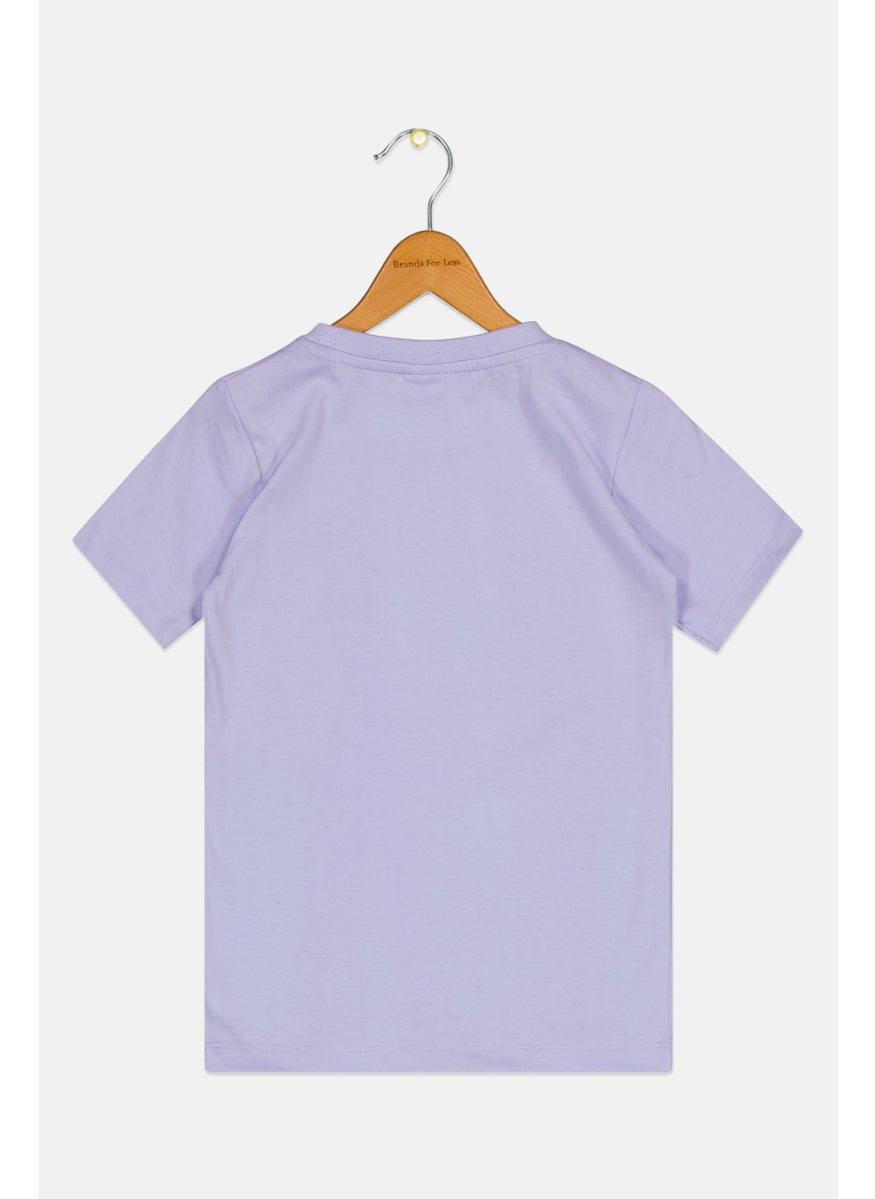 Disney Princess Kids Girl Crew Neck Short Sleeves Graphic Print T-Shirt, Lavender  - Image 2