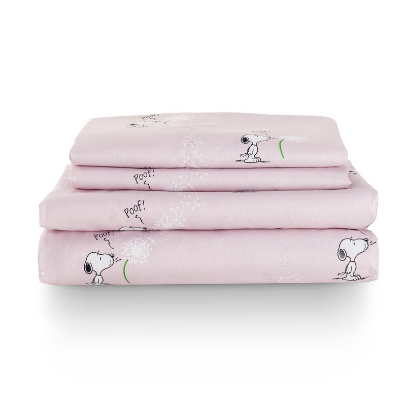 Berkshire Blanket Berkshire Blanket Peanuts Kids Sheet Set  Full Size - 4 Pieces  Peanuts Snoopy Make A Wish Sheet Scale Spring Pink  Cute Character Snoopy Printed Soft Microfiber Bed Sheets  - Image 1