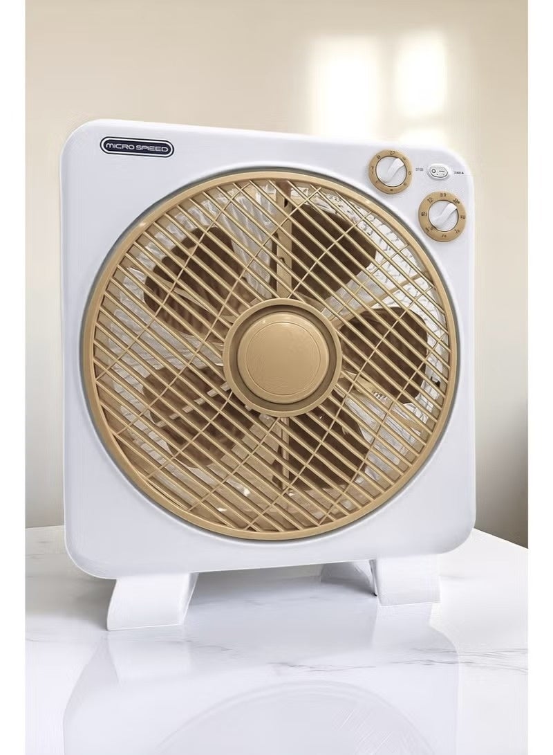 micro speed Box Fan 12inch with Rotating Grill, 3-Speed Settings, Efficient Cooling, Ideal for Home, Office & Personal Desk Use - Image 1