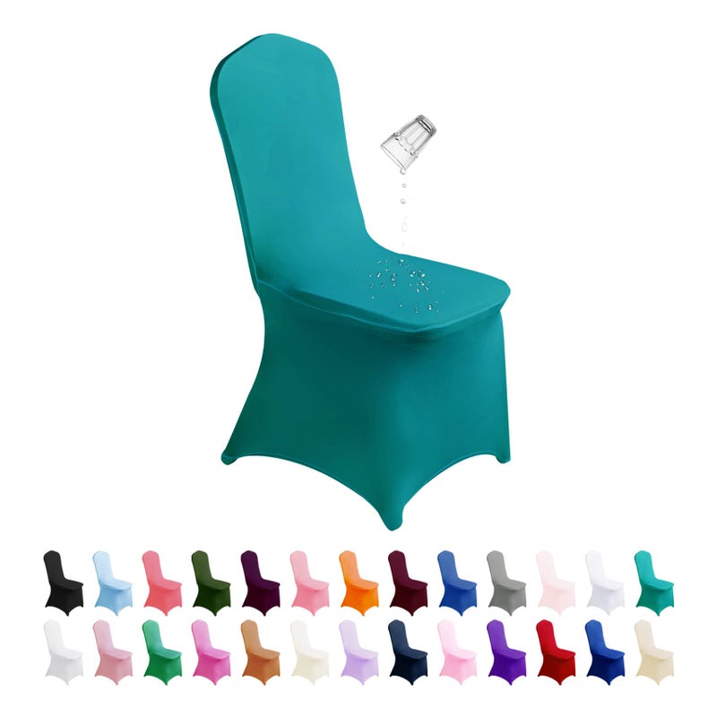 SUPERO Waterproof Spandex Chair Cover 12PCS Stretch Dining Chair Covers Polyester Outdoor Chair Covers Protector Stretch Chair Cover for Party Universal Banquet Wedding Event HotelTurquoise