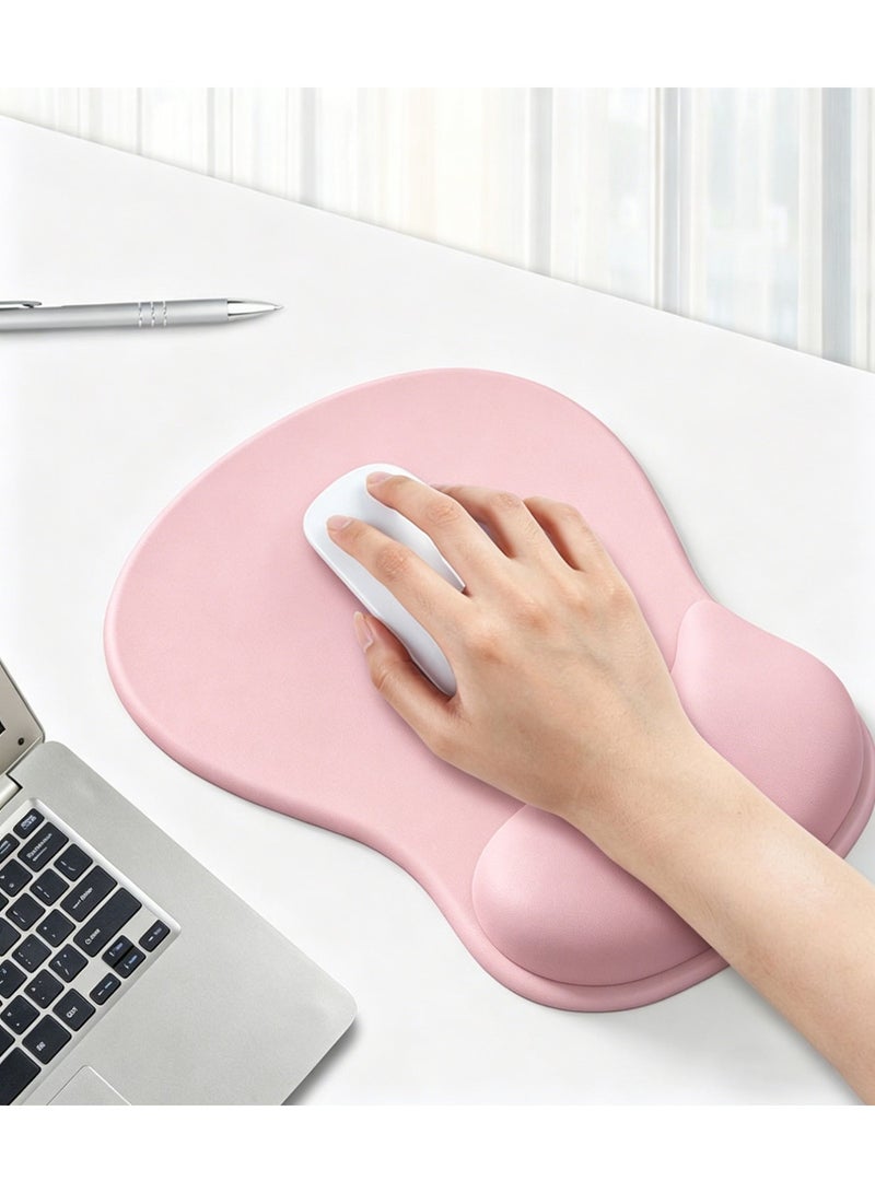 HPRT Ergonomic Gel Mouse Pad with Wrist Rest, Non-Slip Silicone Base, Smooth Lycra Fabric for Hand and Wrist Comfort – for Laptop, PC, Office, Gaming (Pink) - Image 3