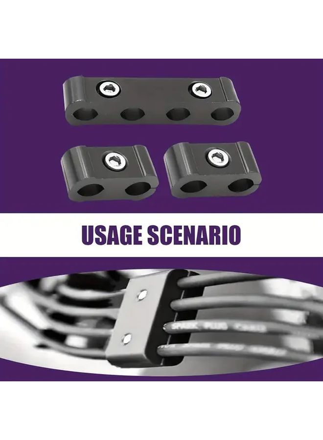 Black 4pcs Aluminum Alloy Spark Plug Wire Separator Divider Set - Image 2