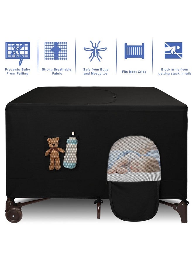 Dofilachy Blackout Cover for Pack N Play - Crib Blackout Cover Tent - Canopy Cover - Breathable Travel Crib Tent - Portable Stretchy Blackout Tent(Pocket) - Image 1