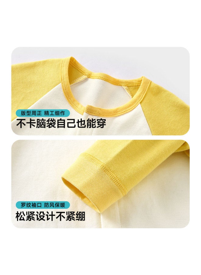 Marcolor Baby Toddler Pure Cotton Comfortable Romper Uni Infant One-piece Pajamas Yellow 59cm