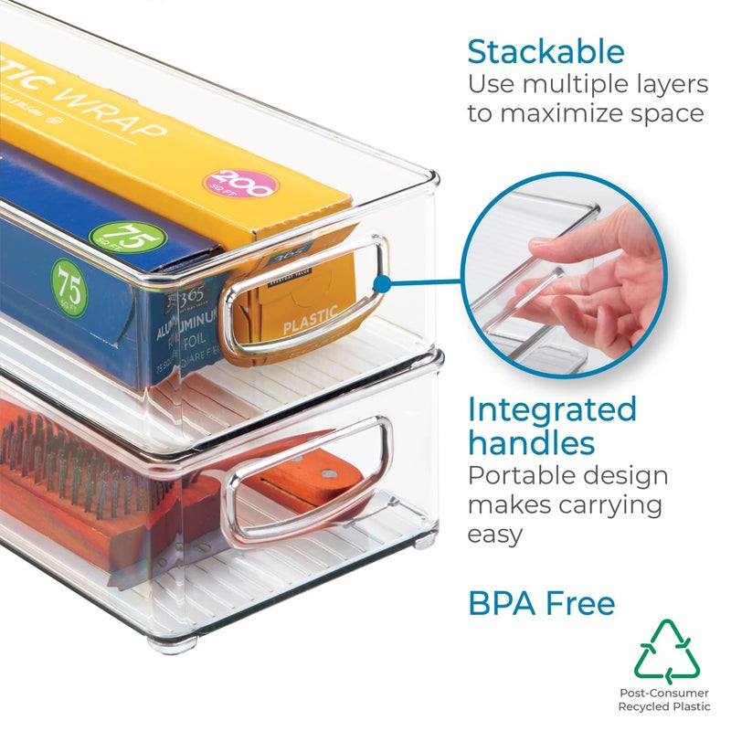 InterDesign iDesign BPA-Free Plastic Pantry and Kitchen Storage, Freezer and Fridge Organizer Bin with Easy Grip Handles – 16" x 6" x 3", Clear - Image 5