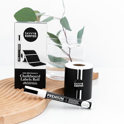 SAVVY & SORTED 200 Chalkboard Labels for Storage Bins, Removable Black Stickers with Chalk Marker, Pantry Containers and Storage Bin Organization - Image 5