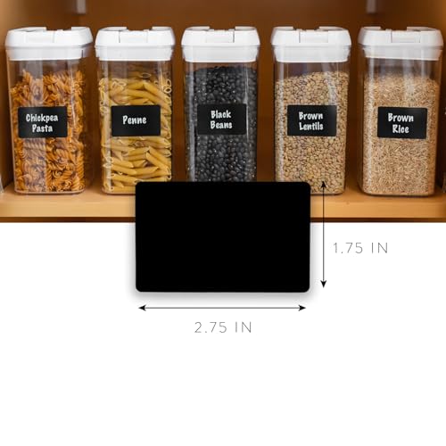 SAVVY & SORTED 200 Chalkboard Labels for Storage Bins, Removable Black Stickers with Chalk Marker, Pantry Containers and Storage Bin Organization - Image 2