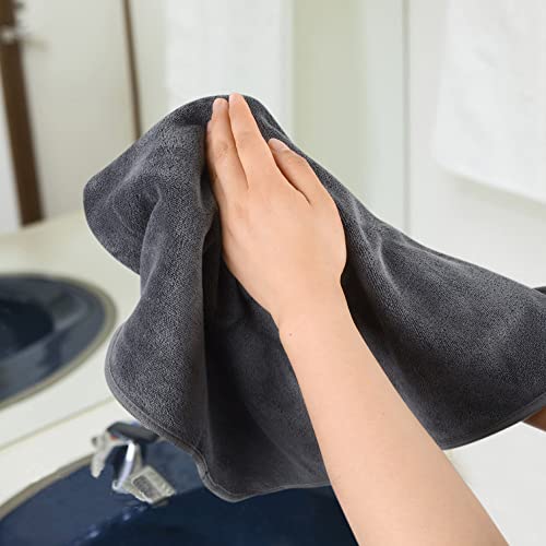 KinHwa Microfiber Hand Towels for Bathroom Soft and Absorbent Face Towels for Bath, Spa, Gym 16inch x 30inch 4 Pack Gray - Image 5
