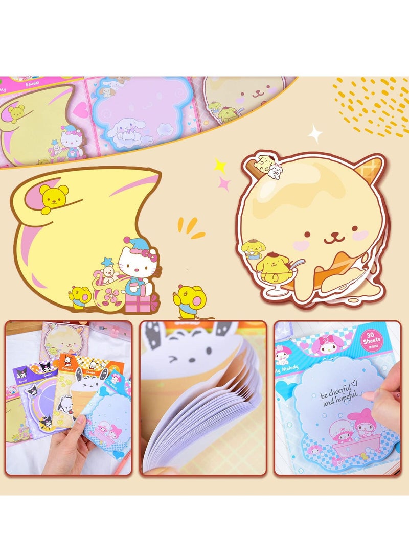 Excefore - 6 Pack Cute Sticky Notes Kawaii Sticky Notes Cute Stationary Cartoon Series Self-Stick Note Pads Fun Office Supplies Sticky Note Set for Office, School and Home(180 Sheets) - Image 1