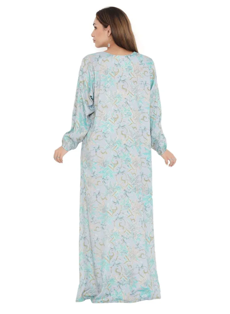 HANA & SARA HIGH QUALITY VISCOSE JALBIYA WITH MULTICOLOR THICK THREAD EMBROIDERY ARABIC KAFTAN JALABIYA DRESS