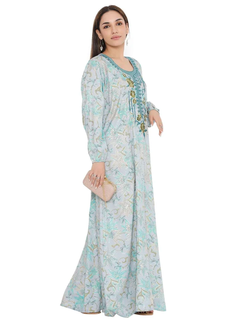 HANA & SARA HIGH QUALITY VISCOSE JALBIYA WITH MULTICOLOR THICK THREAD EMBROIDERY ARABIC KAFTAN JALABIYA DRESS