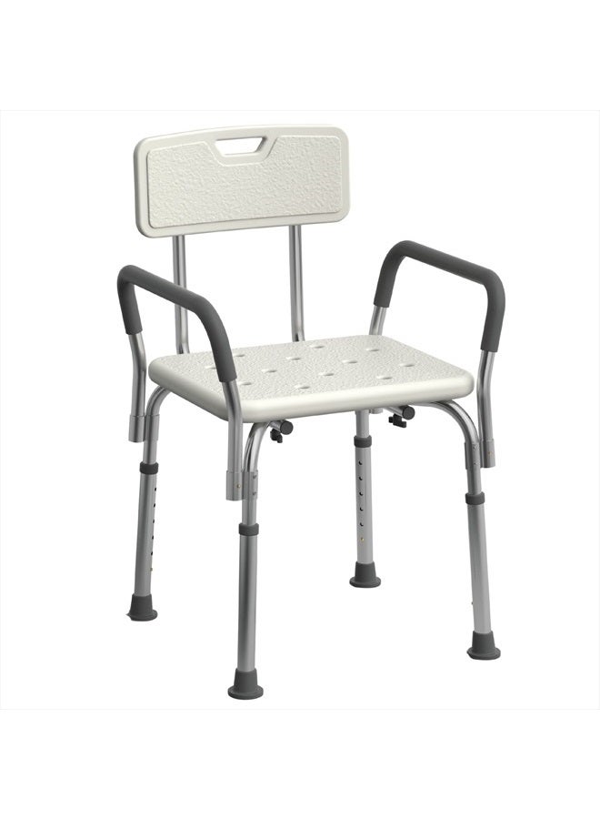 Medline Shower Chair Seat with Padded Armrests and Back Heavy Duty Shower Chair for Bathtub Slip Resistant Shower Seat with Adjustable Height Shower Chair for Inside Shower with 350 lb Capacity - Image 1