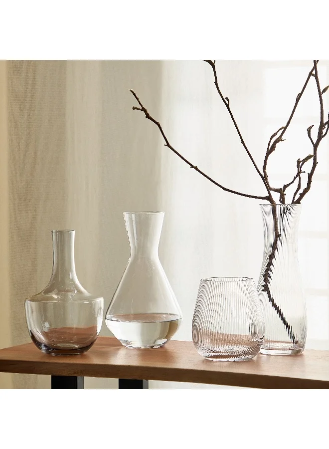 هوم بوكس Atlanta Ribbed Clear Glass Vase - 11x30 cm