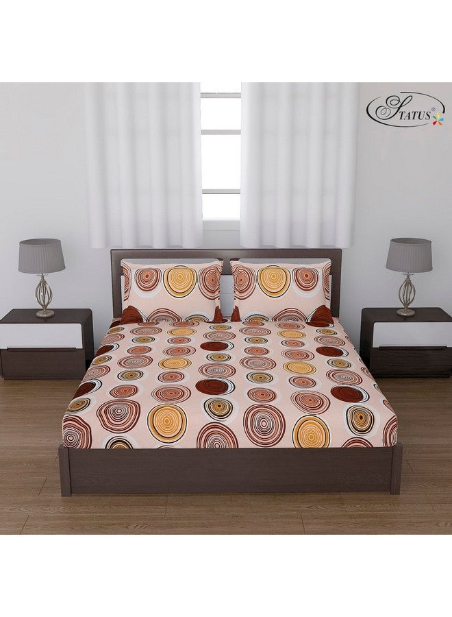 Status Contract -Cotton Rich Double Bedsheet with 2 Pillow Covers for Bed Room, Home, Hotel-120 GSM (Brown) - Image 1