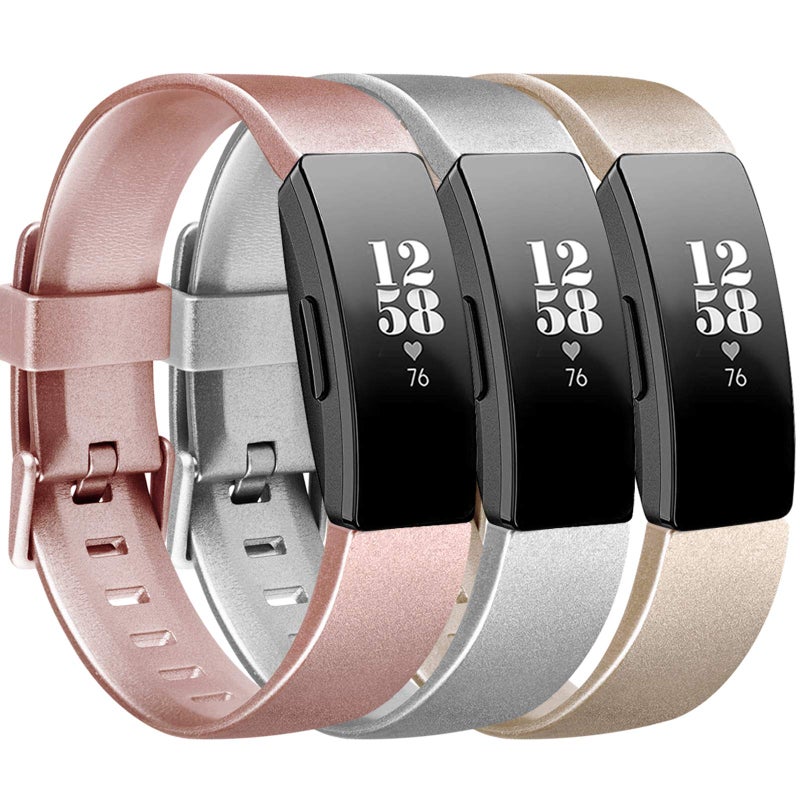 Tobfit Pack 3 TPU Bands Compatible with Fitbit Inspire HR/Fitbit Inspire/Fitbit Ace 2 Bands, Sports Accessories Waterproof Wristbands Women Men, Large, Rose Gold/Champagne Gold/Silver - Image 1