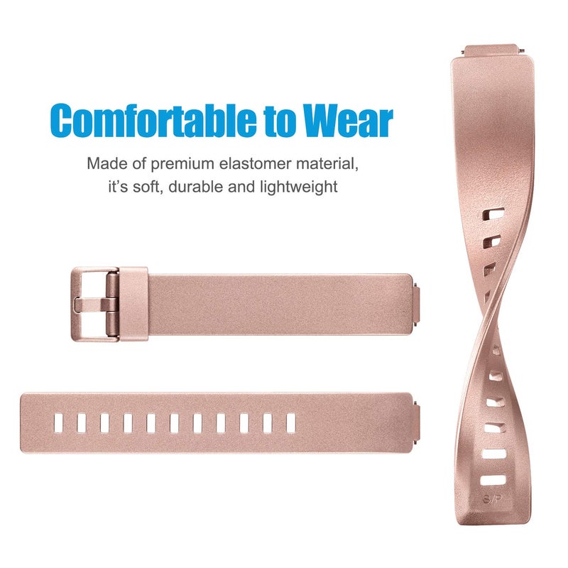 Tobfit Pack 3 TPU Bands Compatible with Fitbit Inspire HR/Fitbit Inspire/Fitbit Ace 2 Bands, Sports Accessories Waterproof Wristbands Women Men, Large, Rose Gold/Champagne Gold/Silver - Image 5