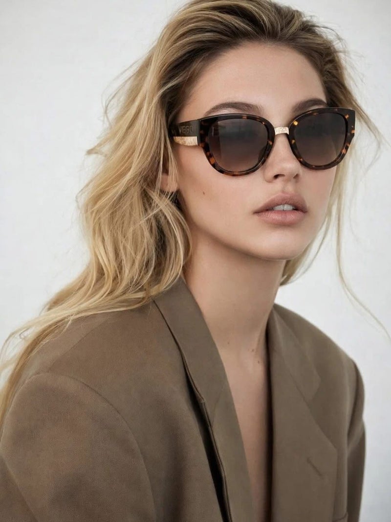 VEGAS Full Rim Cat Eye Women Brown  Sunglasses V6002 C4 - Image 1