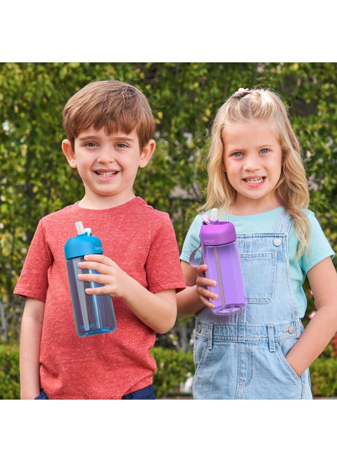 Bentgo - Bentgo® Kids Water Bottle - New & Improved 2023 Leak-Proof, BPA-Free 15 oz. Cup for Toddlers & Children - Flip-Up Safe-Sip Straw for School, Sports, Daycare, Camp & More (Blue) - Image 1