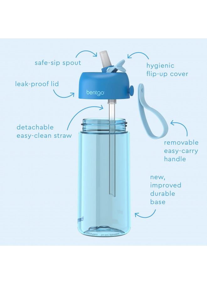 Bentgo - Bentgo® Kids Water Bottle - New & Improved 2023 Leak-Proof, BPA-Free 15 oz. Cup for Toddlers & Children - Flip-Up Safe-Sip Straw for School, Sports, Daycare, Camp & More (Blue) - Image 1