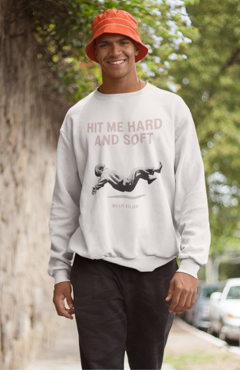 Fuddy Moda Hit Me Hard And Soft Printed Hoodless Sweatshirt, Oversize Billie Eilish Printed Sweat - Image 4