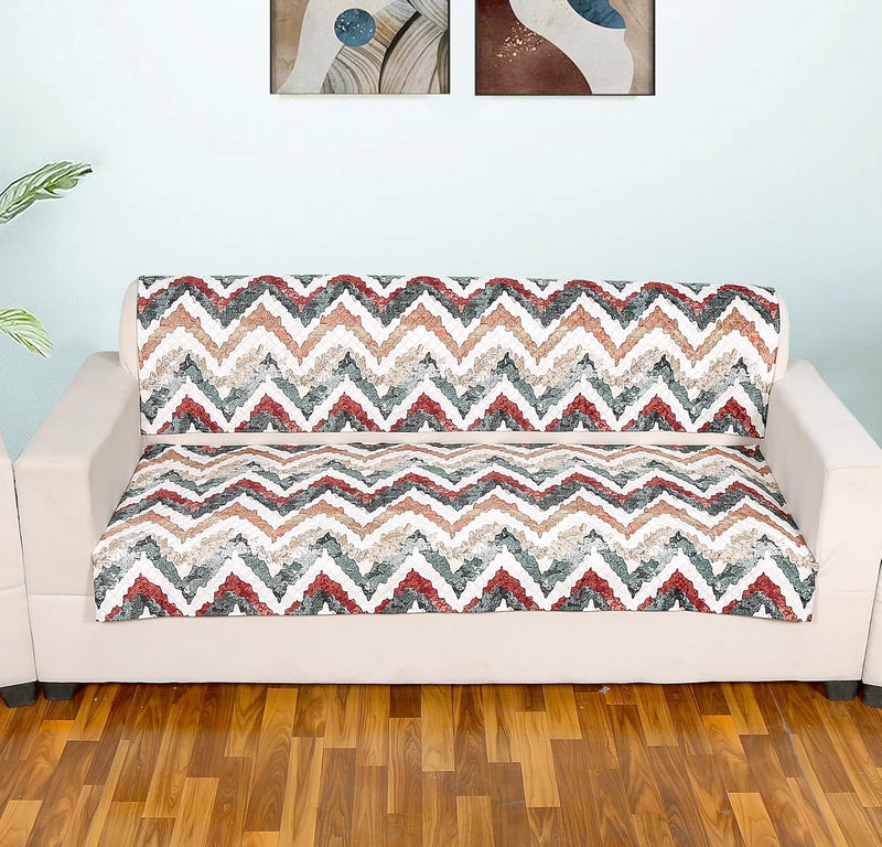 AMAZE ATTIRES Printed Sofa Seat Cover for 3 Seater with Heavy Antiskid Backing & Easily Machine Washable Sofa Seat Runner for Couch or Home Living Area - (27 x 72 Inches - 2 Piece) Design 5 - Image 1
