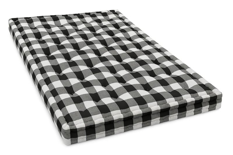 IMSMARTMART Cotton Floor Box Mattress, 5-Inch Thick, Black and White Buffalo Check Pattern, Foldable, Single Size (30X72X5 Inches, Small Single) - Image 1