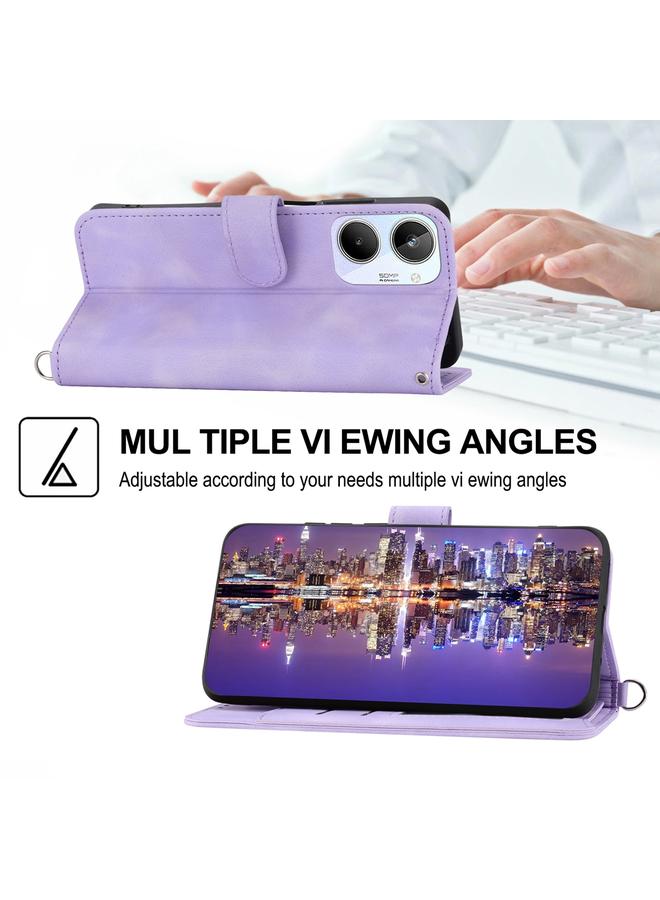 اس-توب جراب لهاتف Realme 10 4G، جراب هاتف من الجلد بملمس جلدي منقوش عليه زهور - Image 4