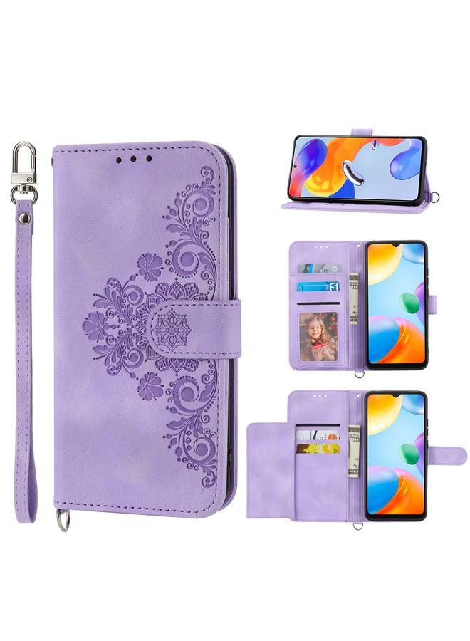 اس-توب جراب لهاتف Realme 10 4G، جراب هاتف من الجلد بملمس جلدي منقوش عليه زهور - Image 1