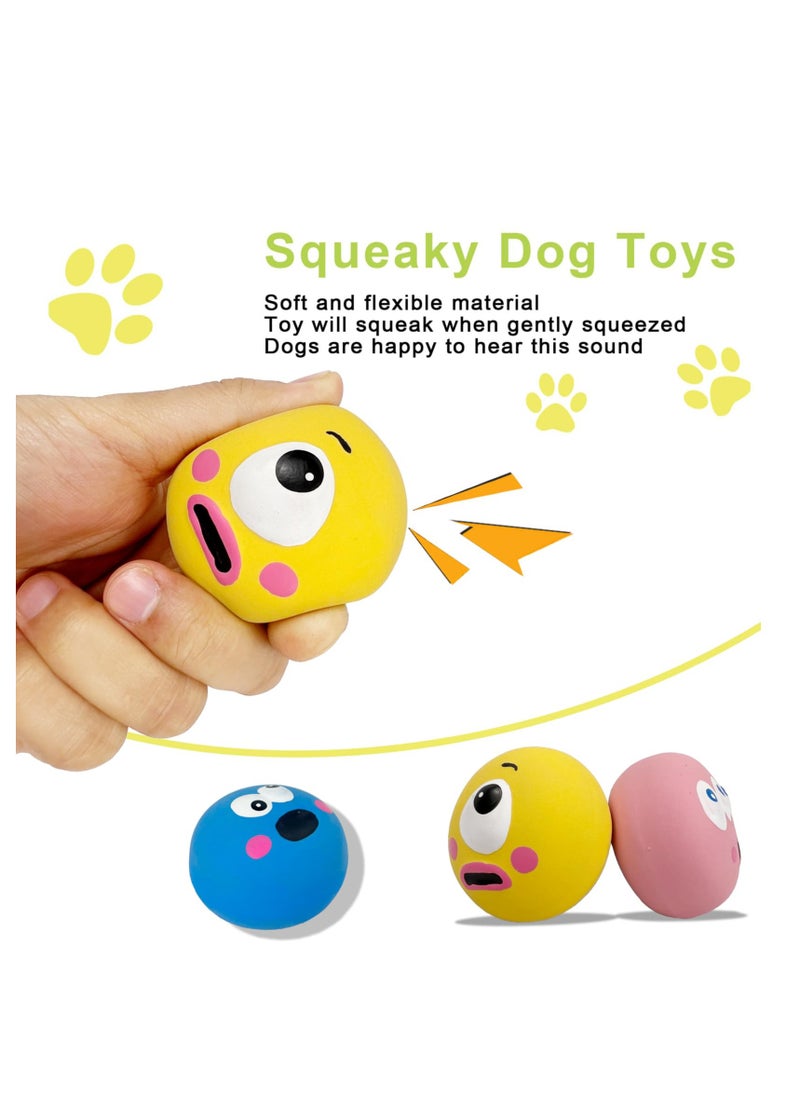 Latex Squeaky Dog Toy Set - Soft Puppy Chew Balls with Funny Faces, Ideal for Interactive Play, Fetch, and Chewing for Medium Dogs (3 Pack)  - Image 2