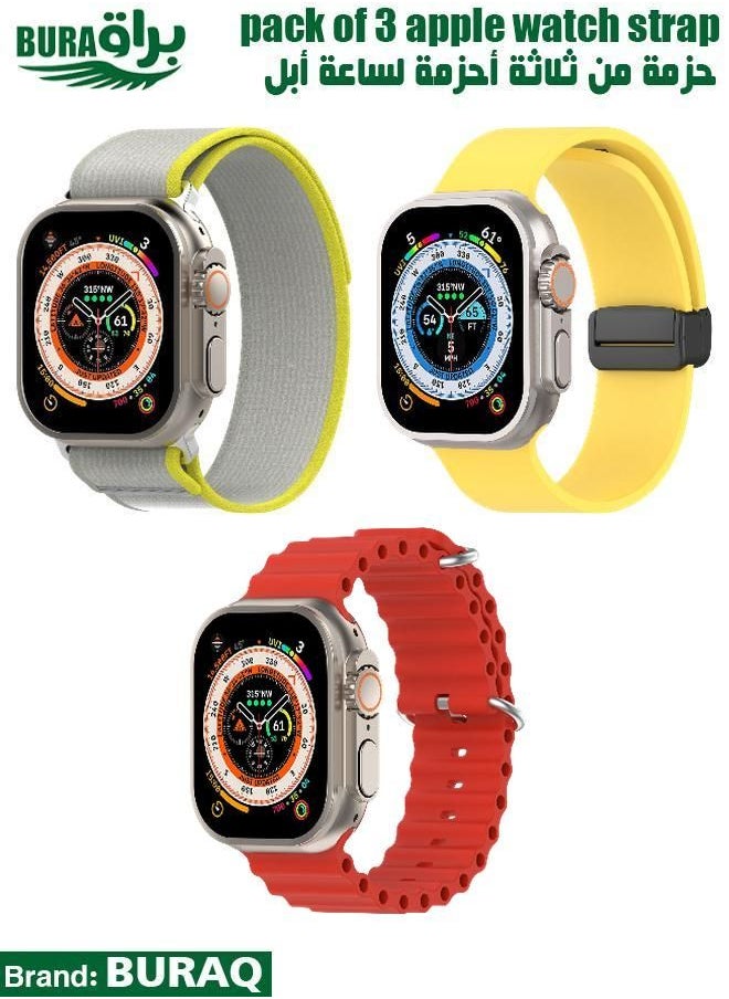 BURAQ - Apple Watch Band Strap For Apple Watch Ultra 2/Ultra 49mm, Series 10 46mm, 9/8/7 45mm, SE2/SE/6/5/4 44mm, 3/2/1 42mm - Image 1