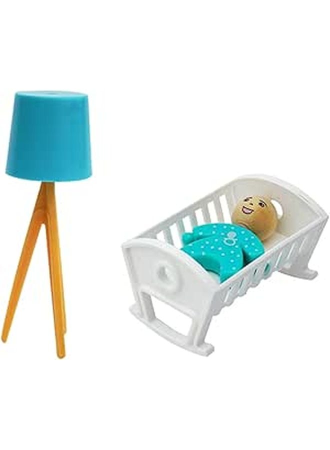 3PCS Mini Floor Lamp And Bed Set Dollhouse Bedroom Furniture Accessories Realistic Crib Decor - Image 1