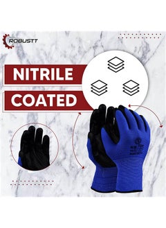 ROBUSTT Robustt Nylon Nitrile Coated Industrial Safety Hand Gloves(Pack of 5) Anti-Cut | Cut Resistant | Heat Resistant | Industrial Use | for Finger and Hand Protection.  - Image 2