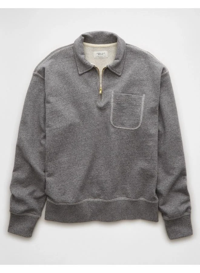American Eagle AE Quarter-Zip Polo Collar Sweatshirt